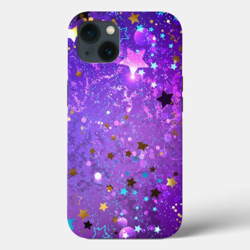 Purple foil background with Stars iPhone 13 Case