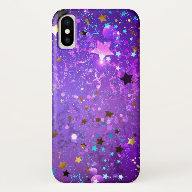 Purple foil background with Stars Case-Mate iPhone Case (Back)