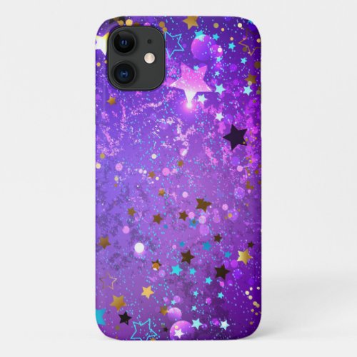 Purple foil background with Stars iPhone 11 Case