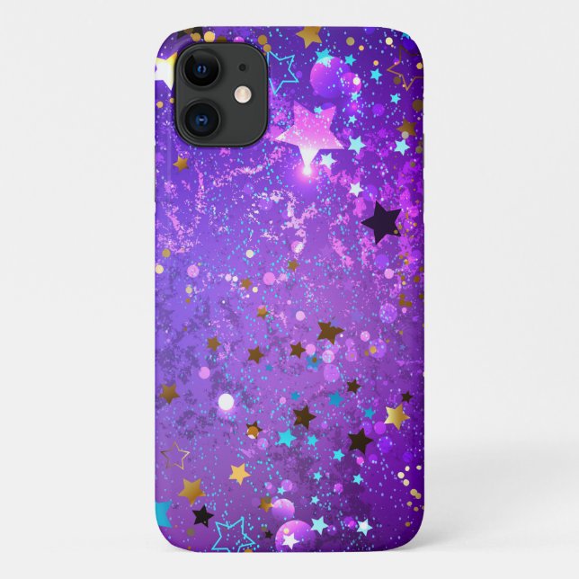 Purple foil background with Stars Case-Mate iPhone Case (Back)