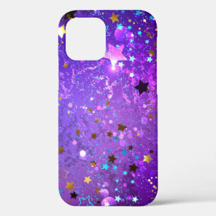 Purple foil background with Stars iPhone 12 Case