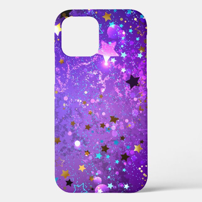 Purple foil background with Stars Case-Mate iPhone Case (Back)