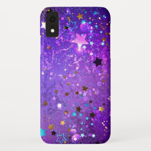Purple foil background with Stars iPhone XR Case