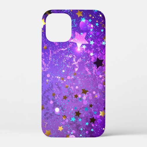 Purple foil background with Stars iPhone 12 Mini Case