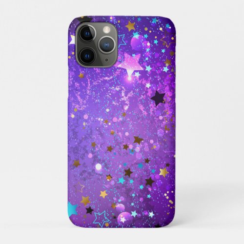 Purple foil background with Stars iPhone 11 Pro Case