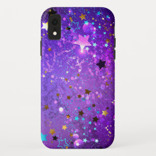 Purple foil background with Stars iPhone XR Case