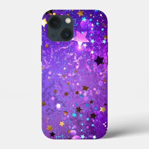 Purple foil background with Stars iPhone 13 Mini Case
