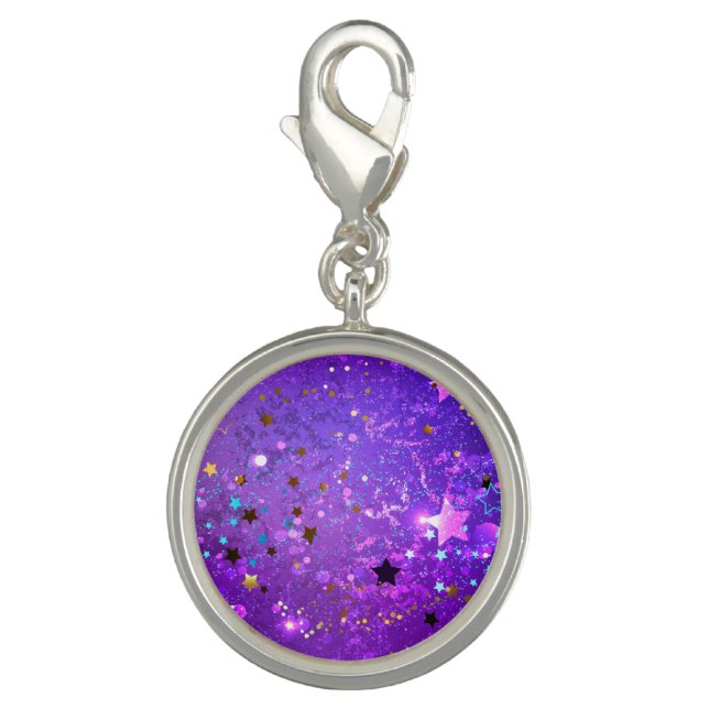 Purple foil background with Stars Charm (Front)