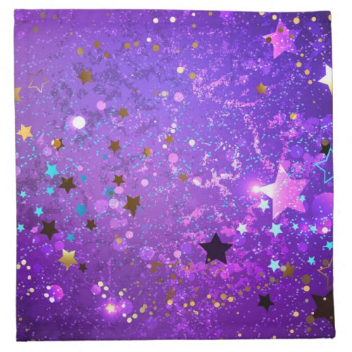 Purple foil background with Stars Cloth Napkin