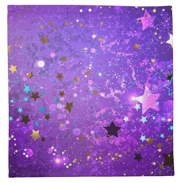 Purple foil background with Stars Cloth Napkin (Front)
