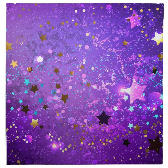 Purple foil background with Stars Cloth Napkin (Front)