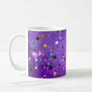 Purple foil background with Stars Coffee Mug