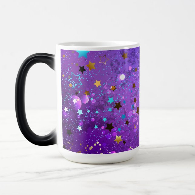 Purple foil background with Stars Color Morph Mug (Left)