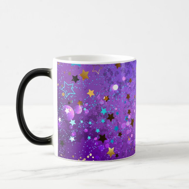 Purple foil background with Stars Color Morph Mug (Left)