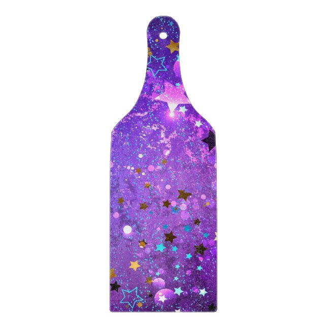 Purple foil background with Stars Cutting Board (Front)