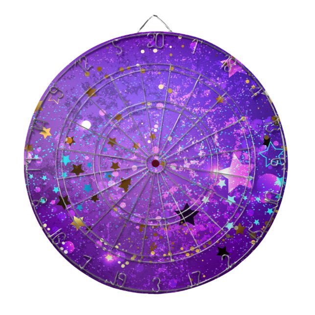 Purple foil background with Stars Dart Board (Front)
