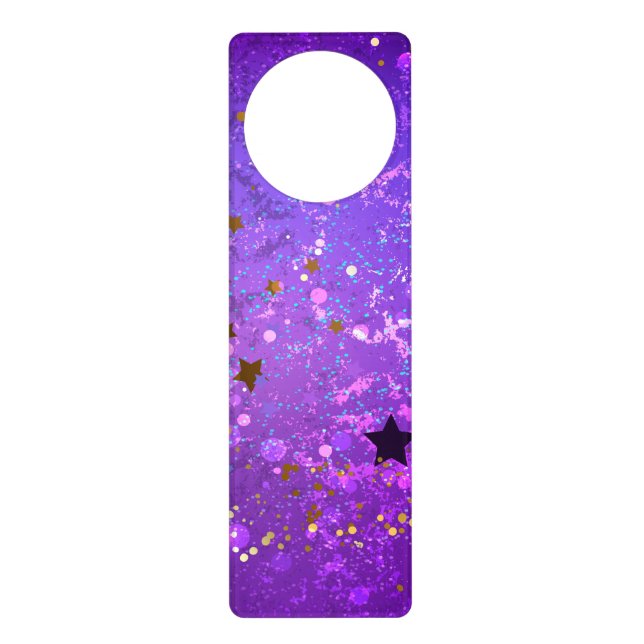 Purple foil background with Stars Door Hanger (Front)