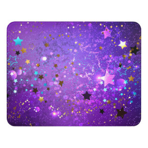 Purple foil background with Stars Door Sign