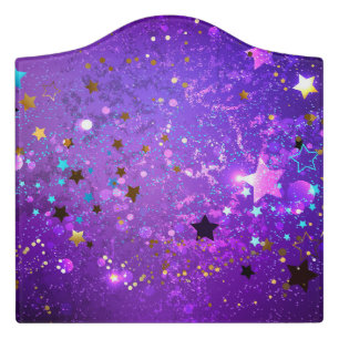 Purple foil background with Stars Door Sign