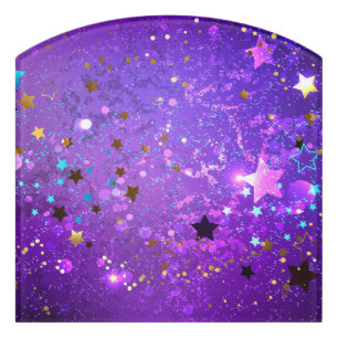 Purple foil background with Stars Door Sign