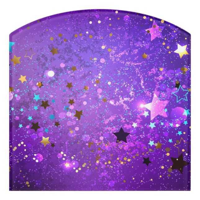 Purple foil background with Stars Door Sign (Contour Front)