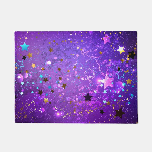Purple foil background with Stars Doormat (Front)