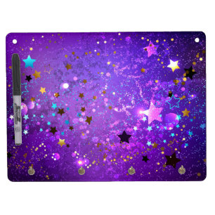 Purple foil background with Stars Dry Erase Board With Keychain Holder