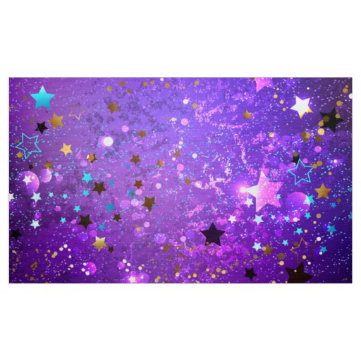 Purple foil background with Stars Fabric
