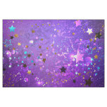 Purple foil background with Stars Fabric