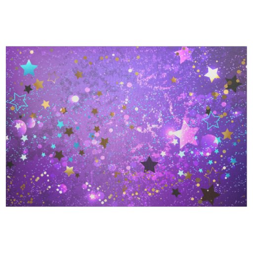 Purple foil background with Stars Fabric