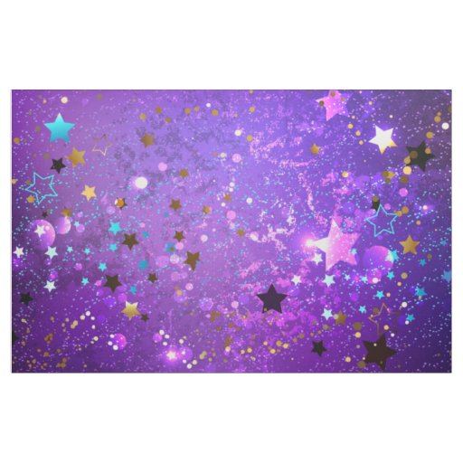 Purple foil background with Stars Fabric