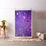 Purple foil background with Stars Fabric