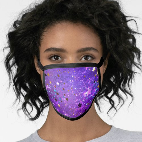 Purple foil background with Stars Face Mask