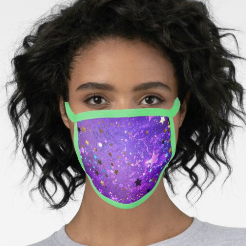 Purple foil background with Stars Face Mask