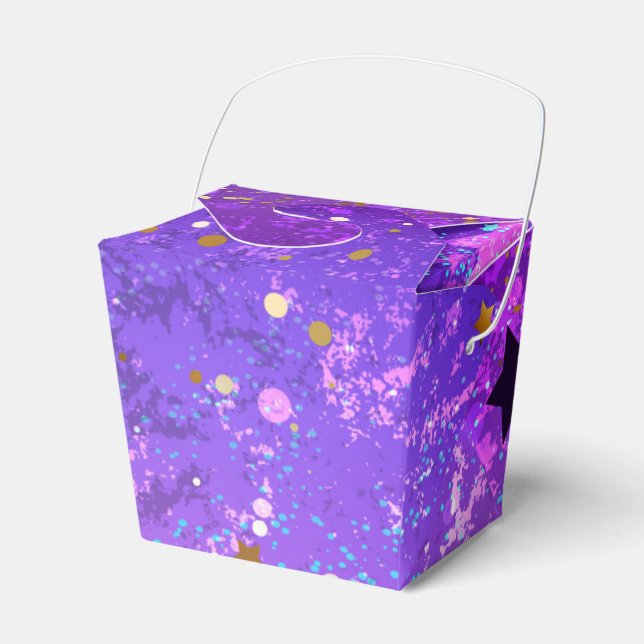 Purple foil background with Stars Favor Boxes (Front Side)