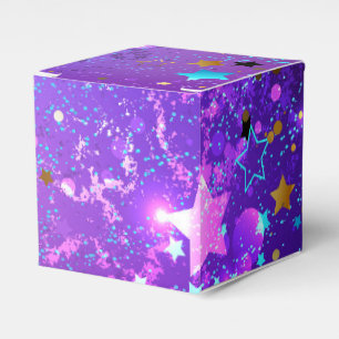 Purple foil background with Stars Favor Boxes