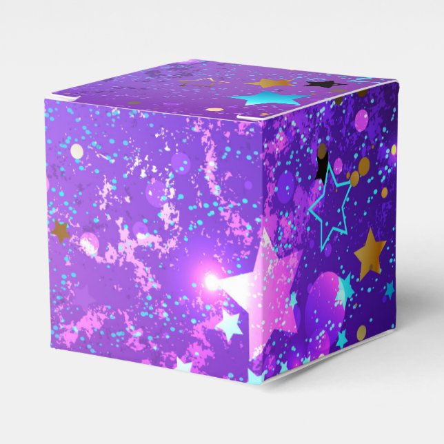 Purple foil background with Stars Favor Boxes (Front Side)