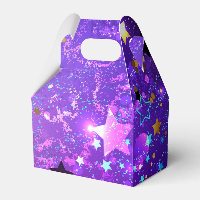 Purple foil background with Stars Favor Boxes (Front Side)