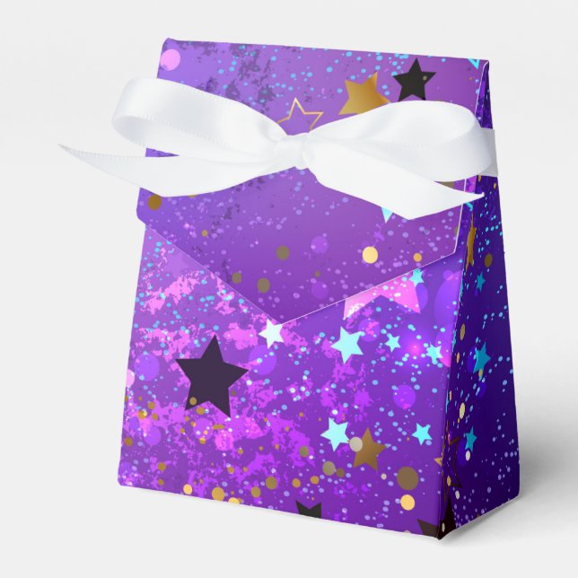 Purple foil background with Stars Favor Boxes (Front Side)