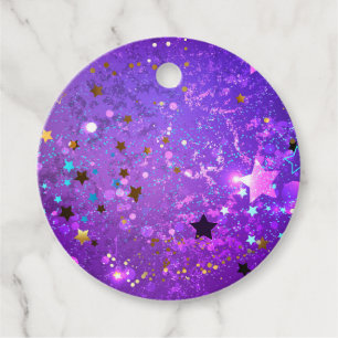 Purple foil background with Stars Favor Tags