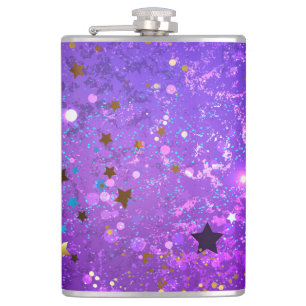 Purple foil background with Stars Flask