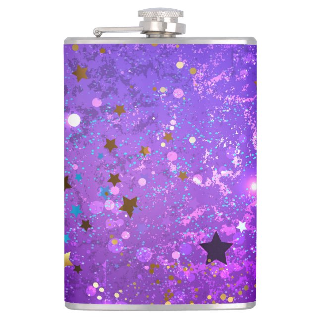 Purple foil background with Stars Flask (Front)