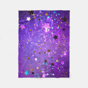 Purple foil background with Stars Fleece Blanket