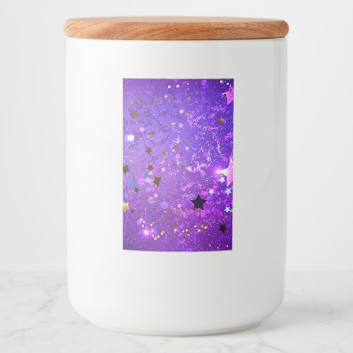 Purple foil background with Stars Food Label