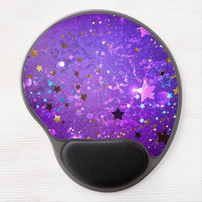 Purple foil background with Stars Gel Mouse Pad (Front)