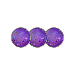 Purple foil background with Stars Golf Ball Marker
