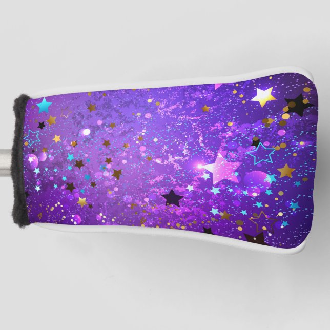 Purple foil background with Stars Golf Head Cover (Front)