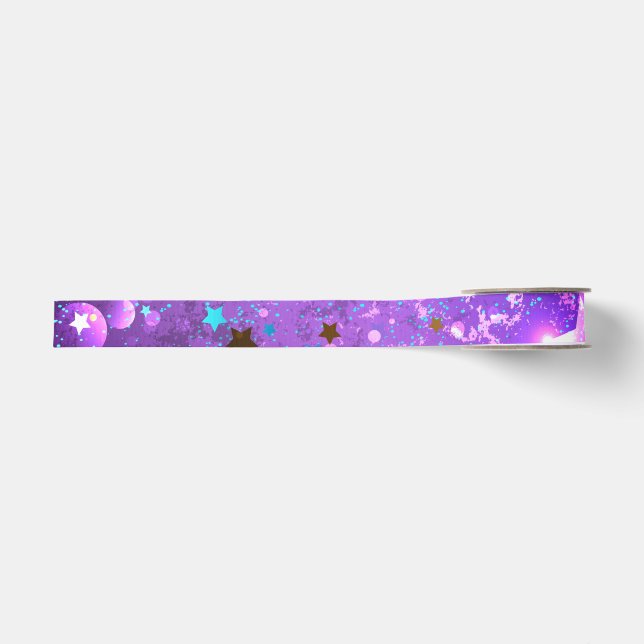 Purple foil background with Stars Grosgrain Ribbon (Front)