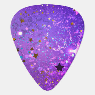Purple foil background with Stars Guitar Pick