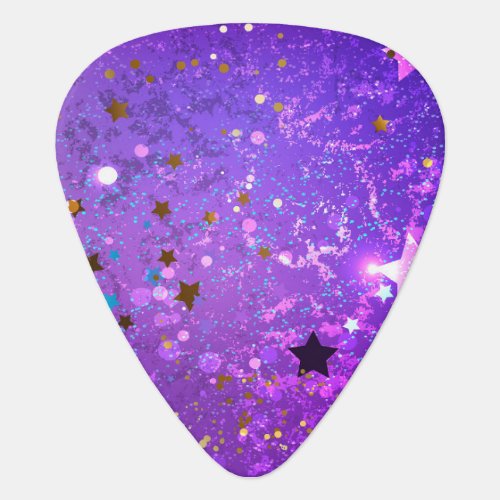 Purple foil background with Stars Guitar Pick